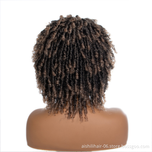 AISHILI Twist Braid Synthetic Ombre Dark Brown To Light Blone Hair Wigs With Black Headband For Women